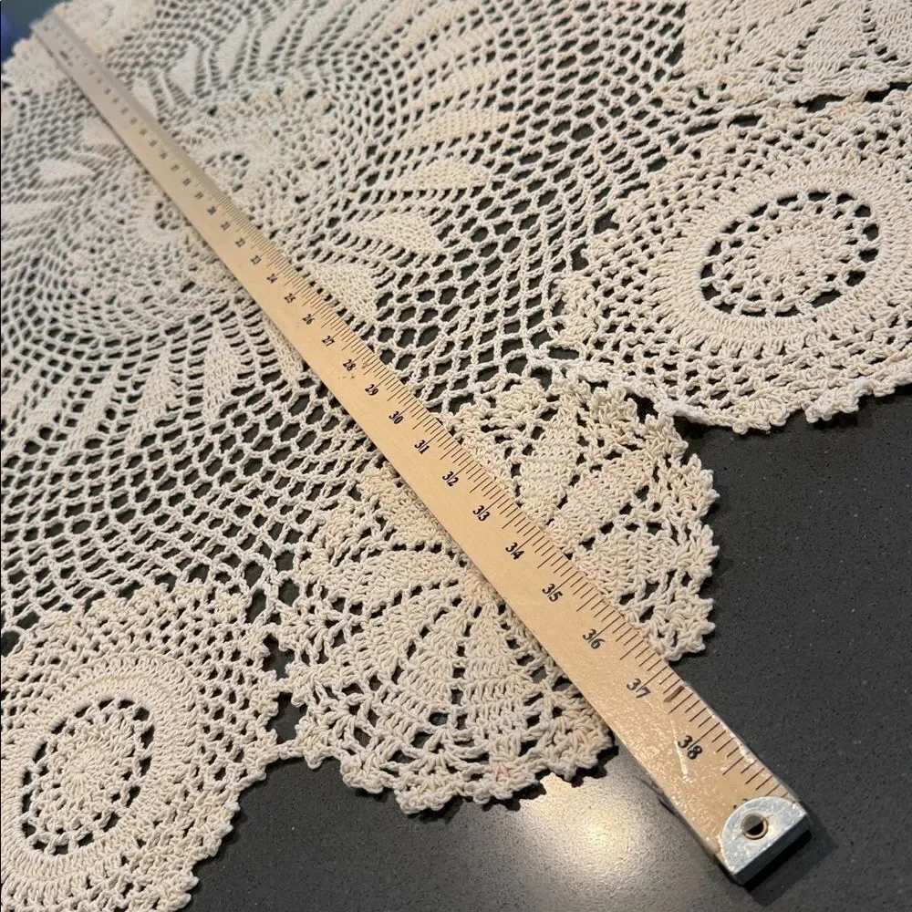 Chic Cream Crochet Table Doily